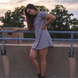 Poof! New❤York Women's Navy Stripe Swing Dress